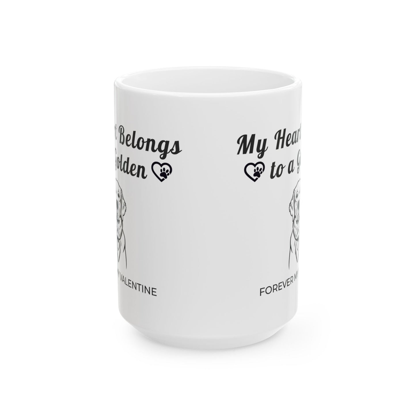 My Heart Belongs to a Golden | Golden Retriever Valentine’s Day Mug | Ceramic Coffee Cup (11oz, 15oz)