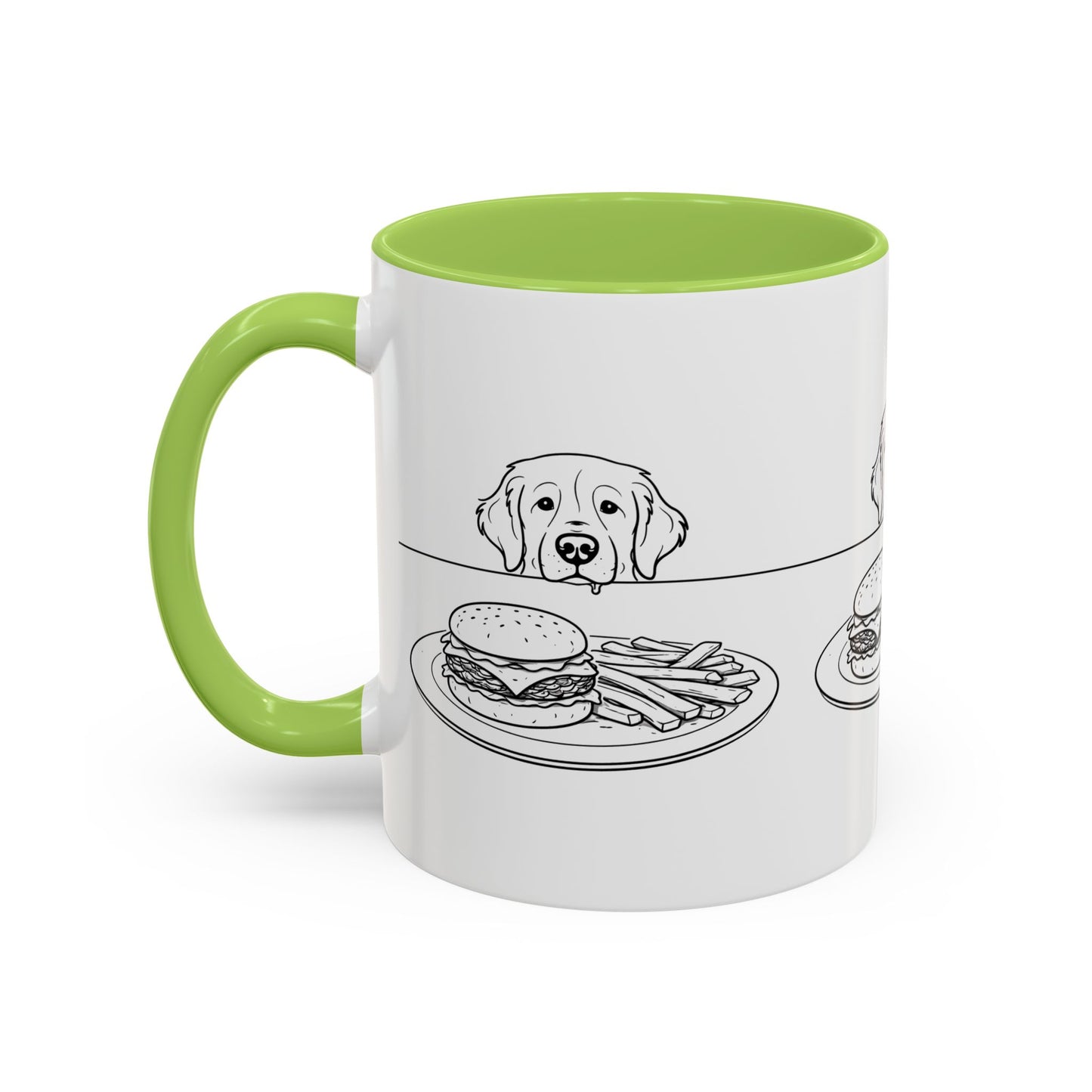 Golden Retriever Burger POV Mug | Dog Begging for Food Coffee Cup (11oz / 15oz)