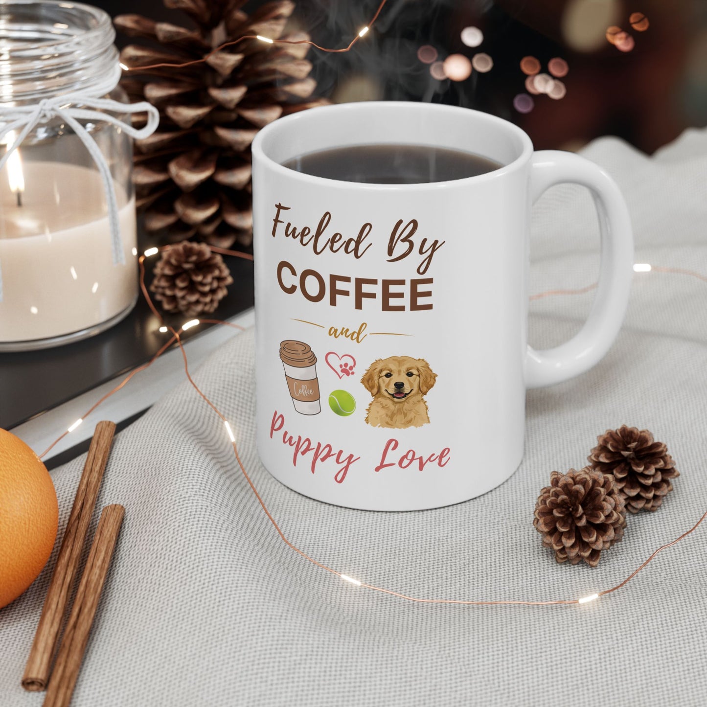 Coffee Mug – Fueled by Coffee & Puppy Love | Golden Retriever Gift