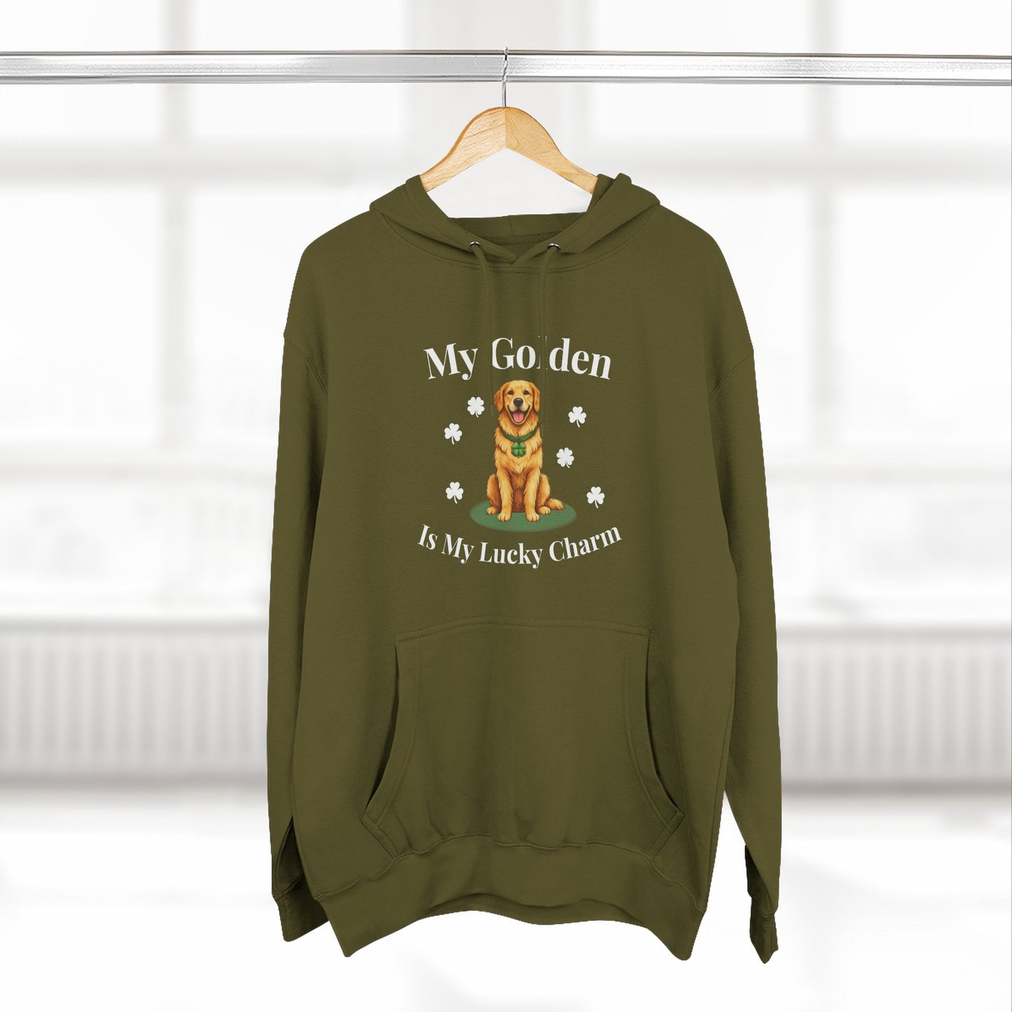 Hoodie — “My Golden Is My Lucky Charm” St. Patrick’s Day Golden Retriever Sweatshirt
