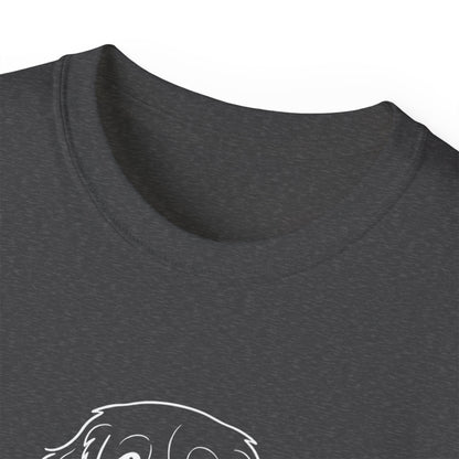 Dog Begging for Burger T-Shirt | Golden Retriever POV Line Art Tee