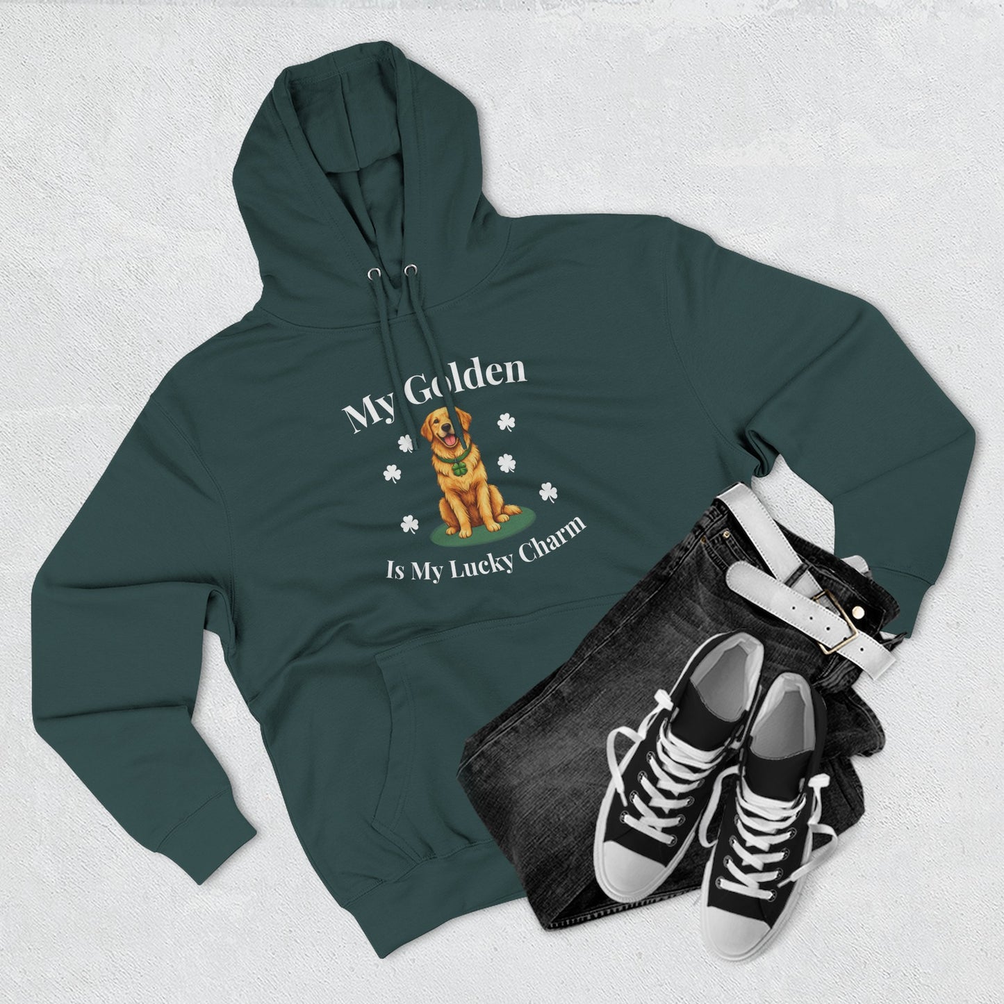 Hoodie — “My Golden Is My Lucky Charm” St. Patrick’s Day Golden Retriever Sweatshirt
