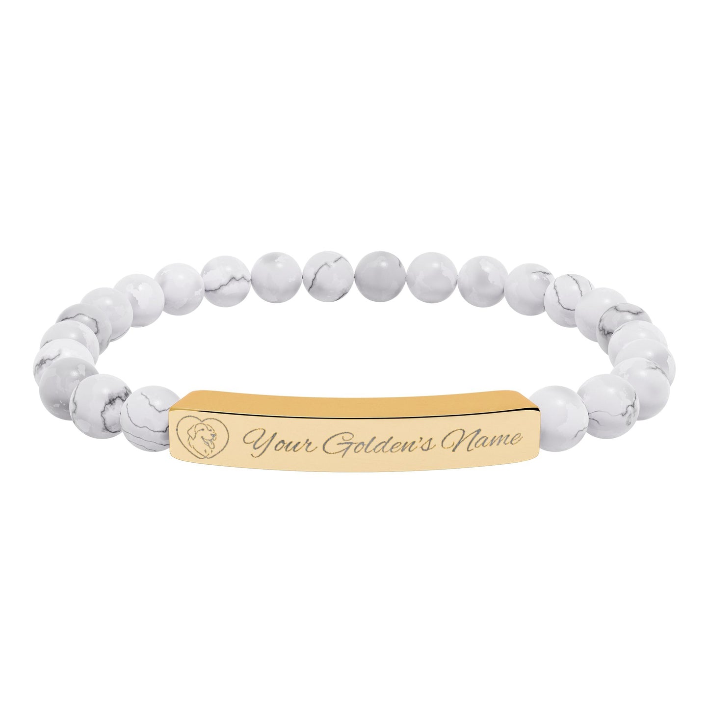 Custom Name Engraved | Stone Stretch Bracelet