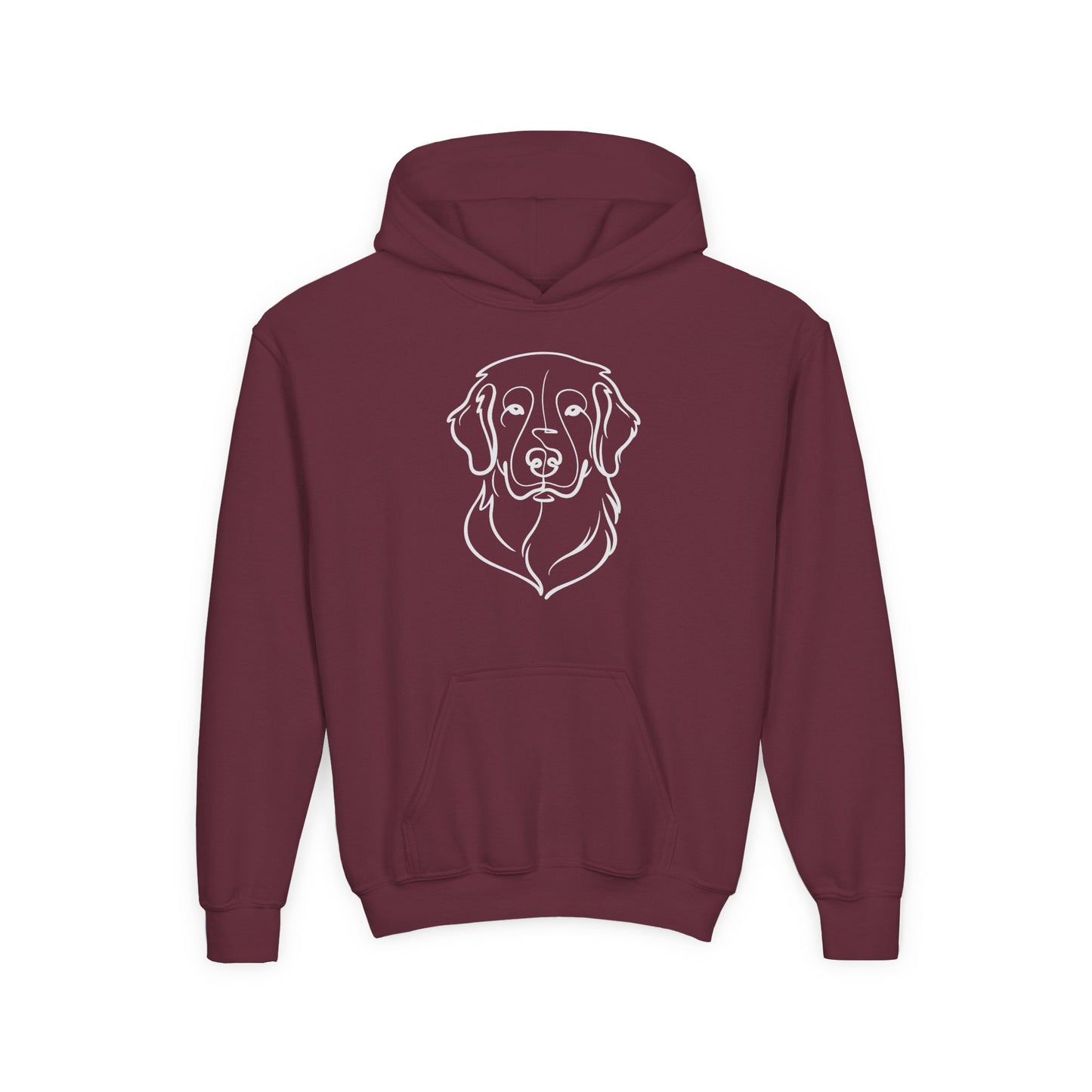 Youth Golden Retriever Line Art Hoodie | Minimal Dog Portrait Sweatshirt