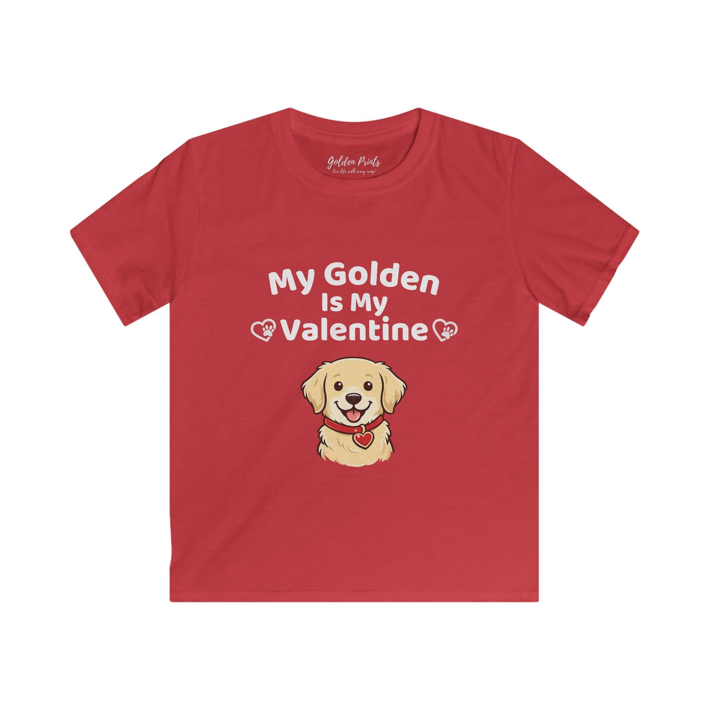 My Golden Is My Valentine | Kids Golden Retriever Valentine’s Day Shirt | Cute Dog Lover Tee