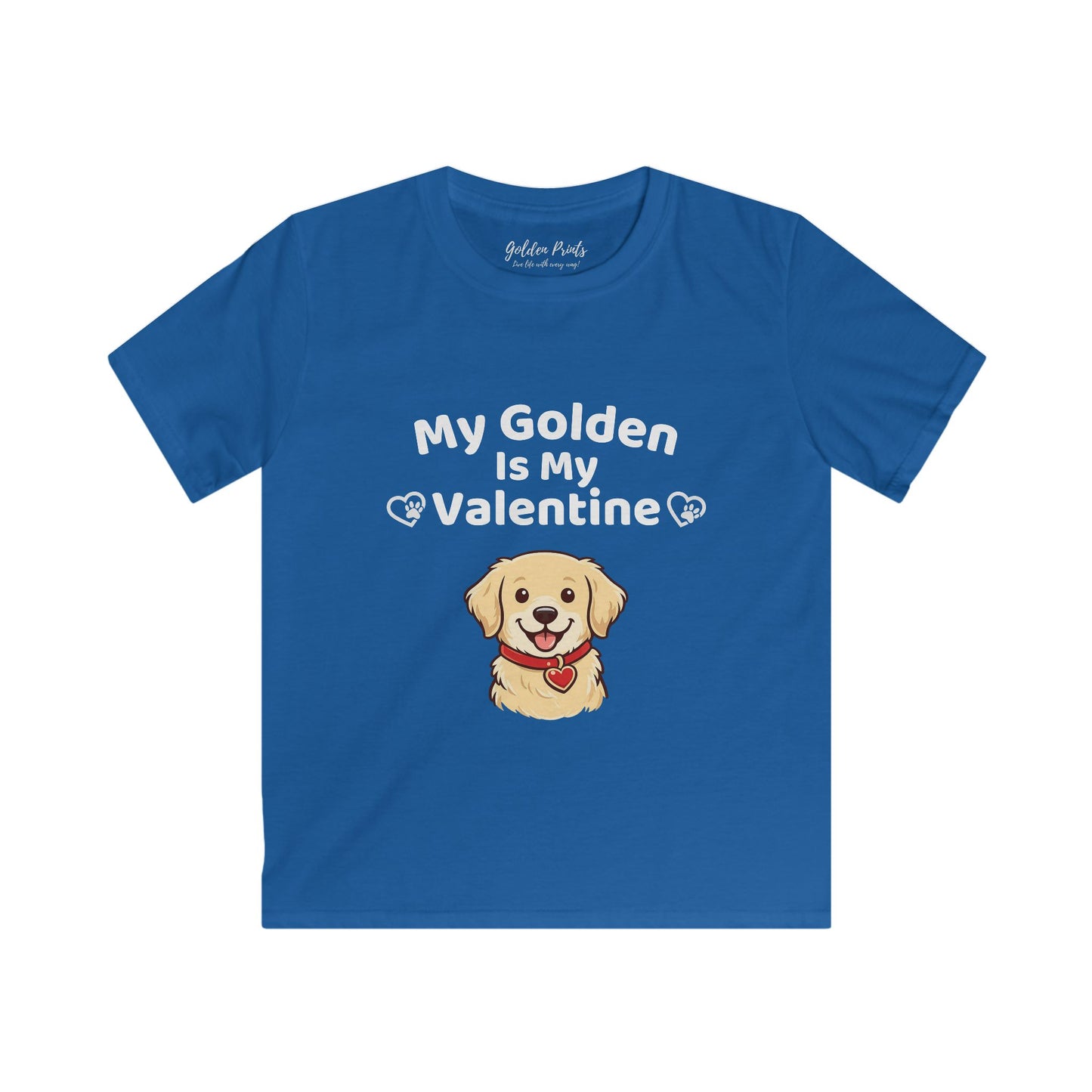 My Golden Is My Valentine | Kids Golden Retriever Valentine’s Day Shirt | Cute Dog Lover Tee