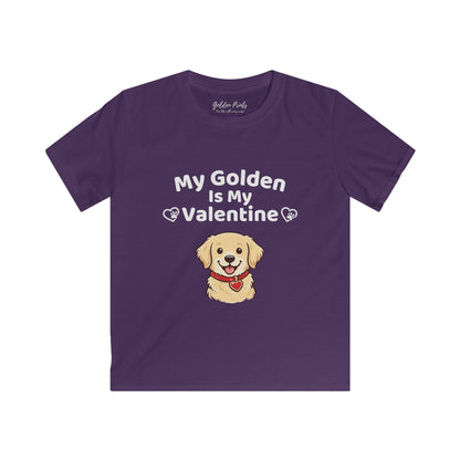 My Golden Is My Valentine | Kids Golden Retriever Valentine’s Day Shirt | Cute Dog Lover Tee