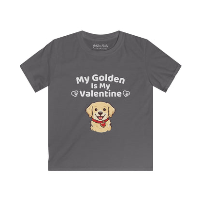 My Golden Is My Valentine | Kids Golden Retriever Valentine’s Day Shirt | Cute Dog Lover Tee