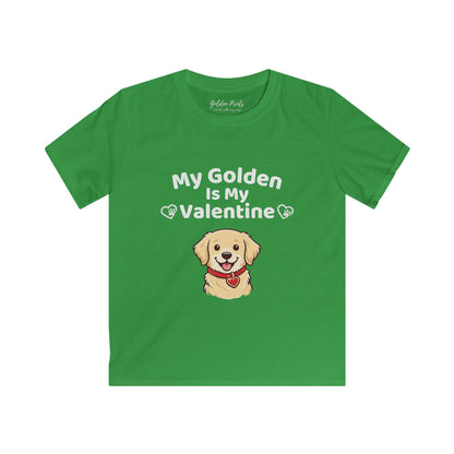 My Golden Is My Valentine | Kids Golden Retriever Valentine’s Day Shirt | Cute Dog Lover Tee