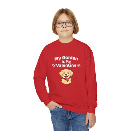 Youth Golden Retriever Valentine Sweatshirt | Cute Valentine's Day Apparel for Dog Lovers | Gift Ideas