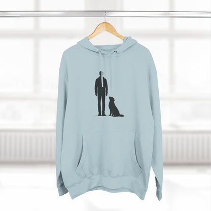 Man and Golden Retriever Silhouette Hoodie | Minimalist Dog Bond Pullover Sweatshirt