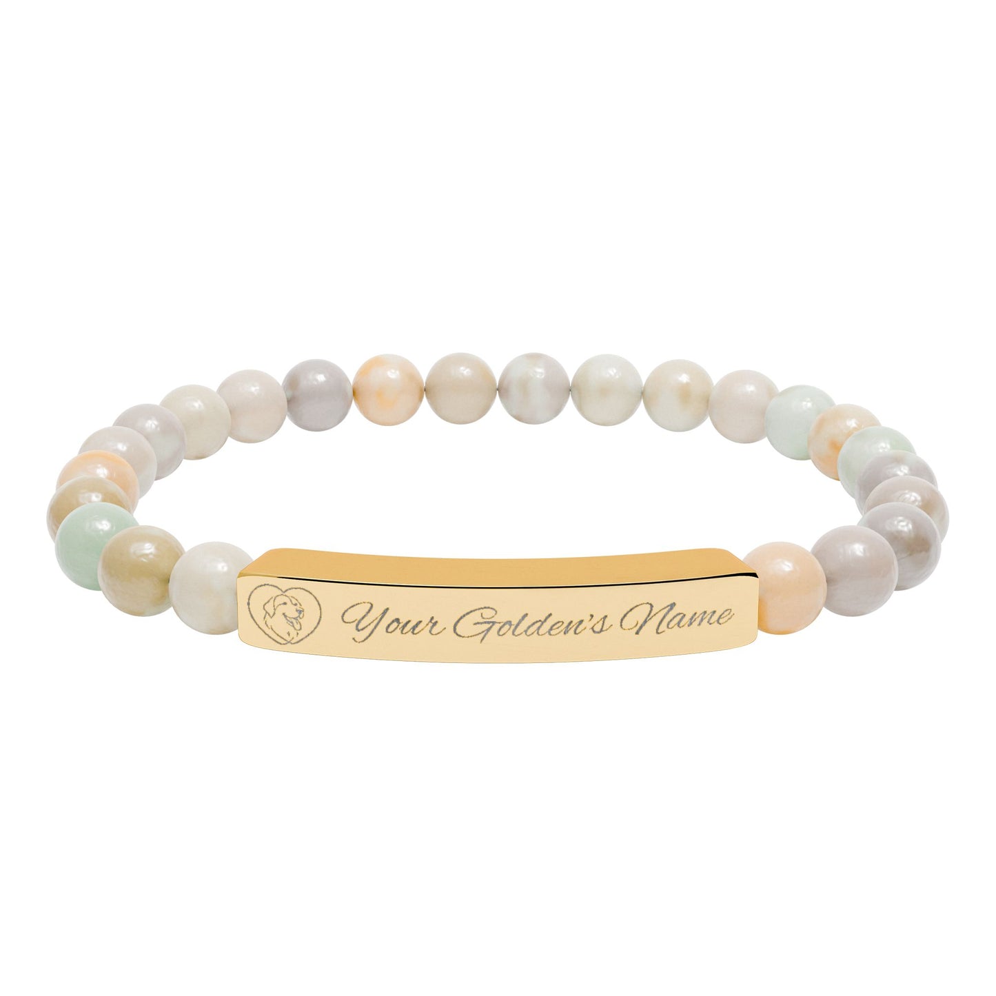 Custom Name Engraved | Stone Stretch Bracelet