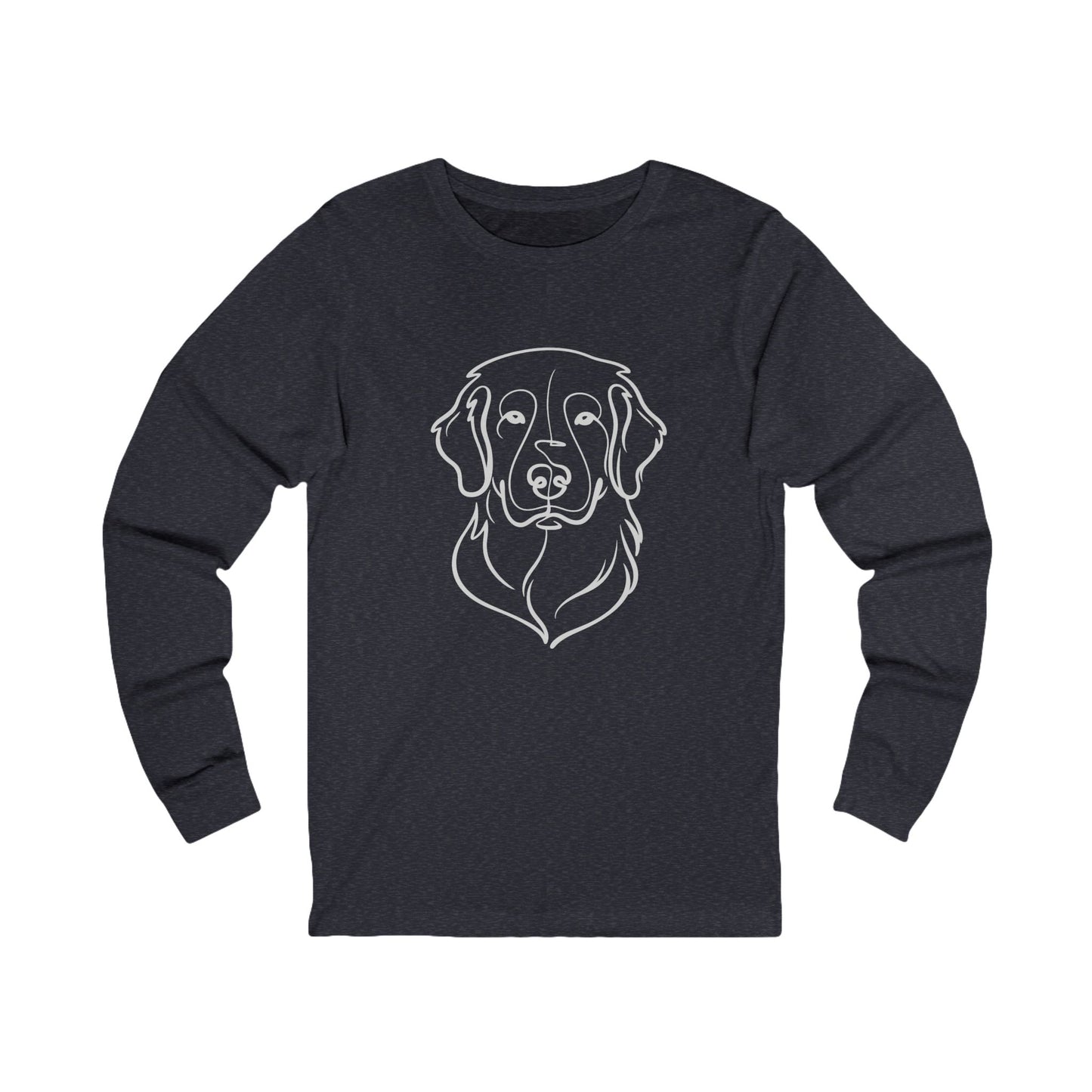 Golden Retriever Outline Long Sleeve Tee | Minimal Line Art Dog Shirt - Golden Retriever Line Art, Dog Line Art