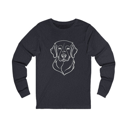 Golden Retriever Outline Long Sleeve Tee | Minimal Line Art Dog Shirt - Golden Retriever Line Art, Dog Line Art