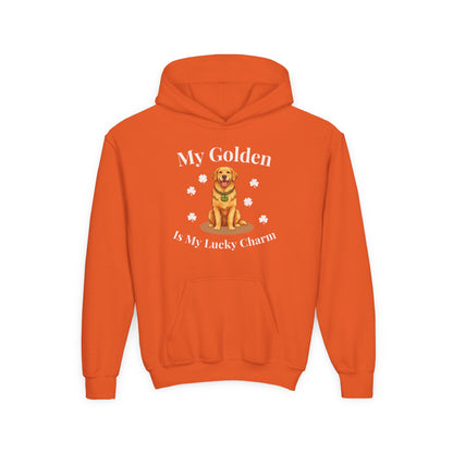Youth Hoodie — “My Golden Is My Lucky Charm” St. Patrick’s Day Golden Retriever Sweatshirt