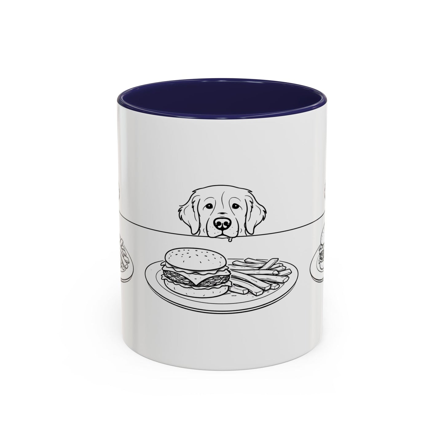 Golden Retriever Burger POV Mug | Dog Begging for Food Coffee Cup (11oz / 15oz)