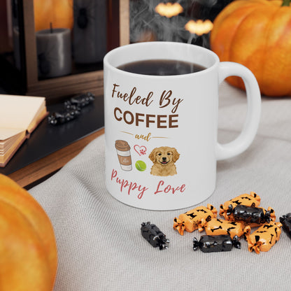 Coffee Mug – Fueled by Coffee & Puppy Love | Golden Retriever Gift