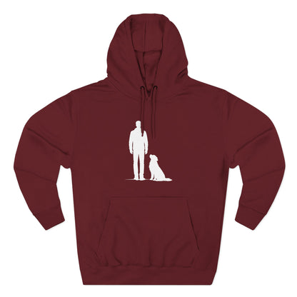 Man and Golden Retriever Silhouette Hoodie | Minimalist Dog Bond Pullover Sweatshirt