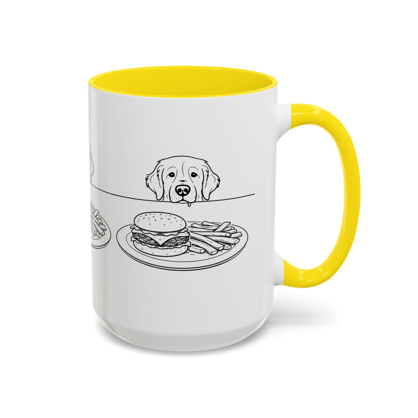 Golden Retriever Burger POV Mug | Dog Begging for Food Coffee Cup (11oz / 15oz)