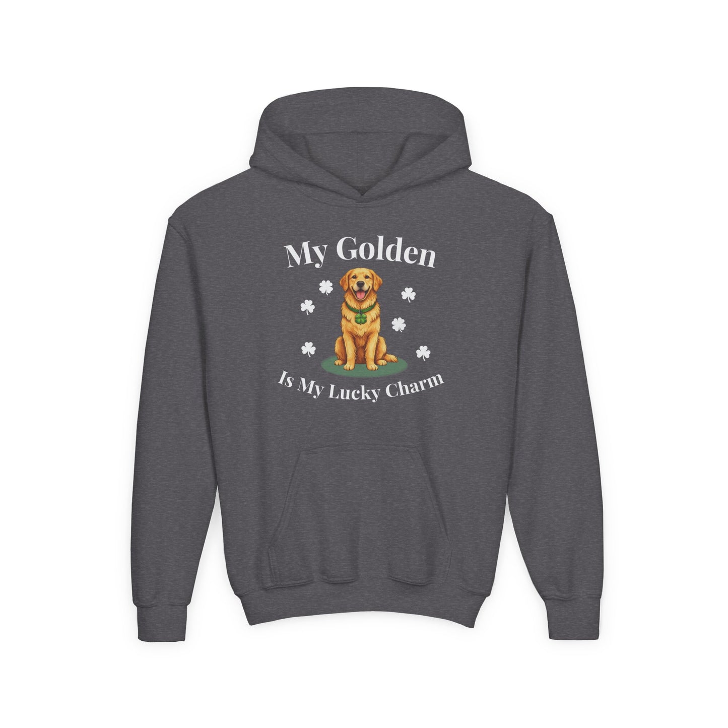 Youth Hoodie — “My Golden Is My Lucky Charm” St. Patrick’s Day Golden Retriever Sweatshirt
