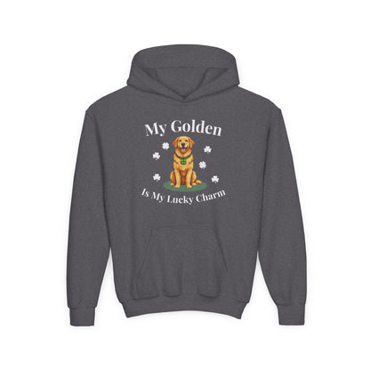Youth Hoodie — “My Golden Is My Lucky Charm” St. Patrick’s Day Golden Retriever Sweatshirt