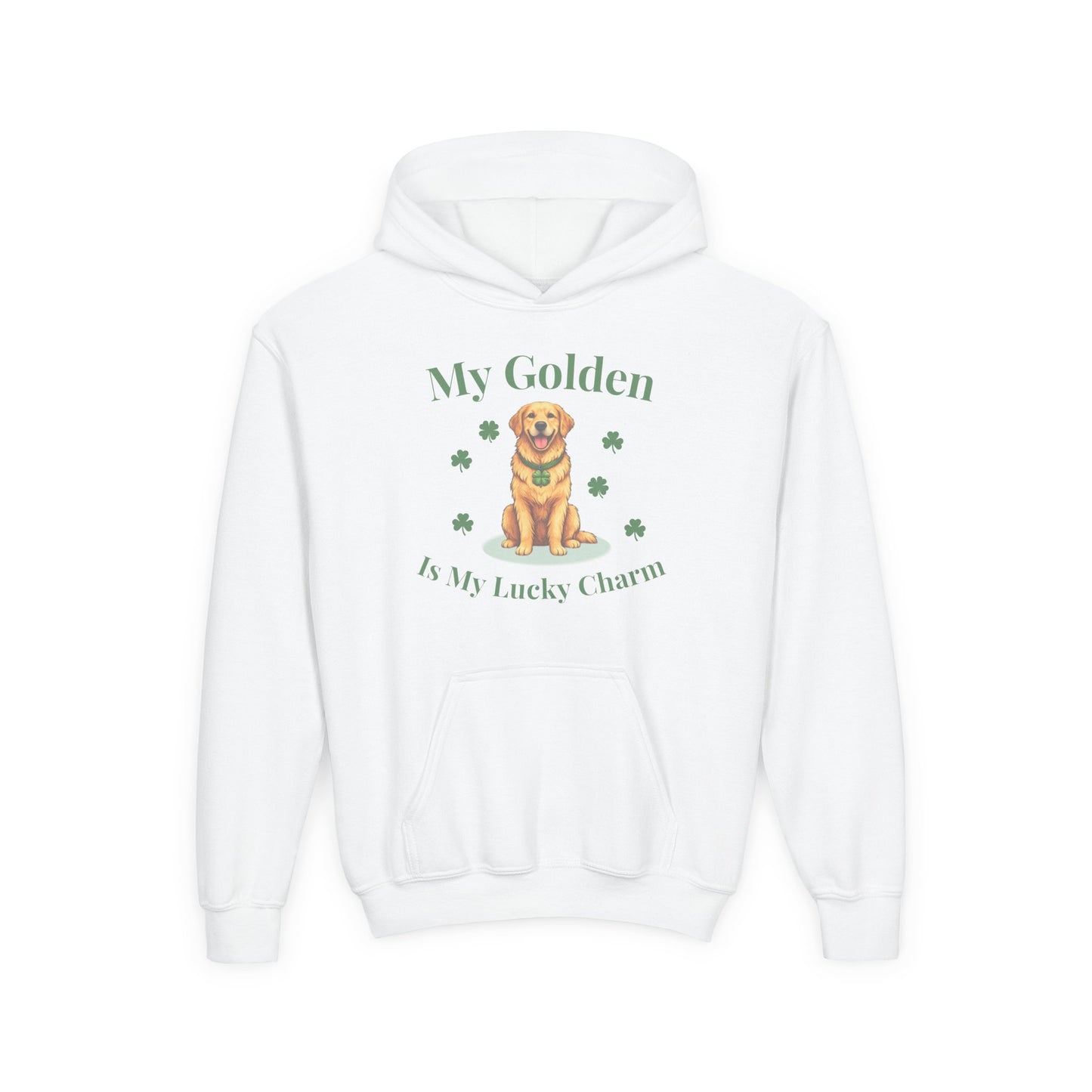 Youth Hoodie — “My Golden Is My Lucky Charm” St. Patrick’s Day Golden Retriever Sweatshirt