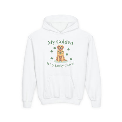 Youth Hoodie — “My Golden Is My Lucky Charm” St. Patrick’s Day Golden Retriever Sweatshirt