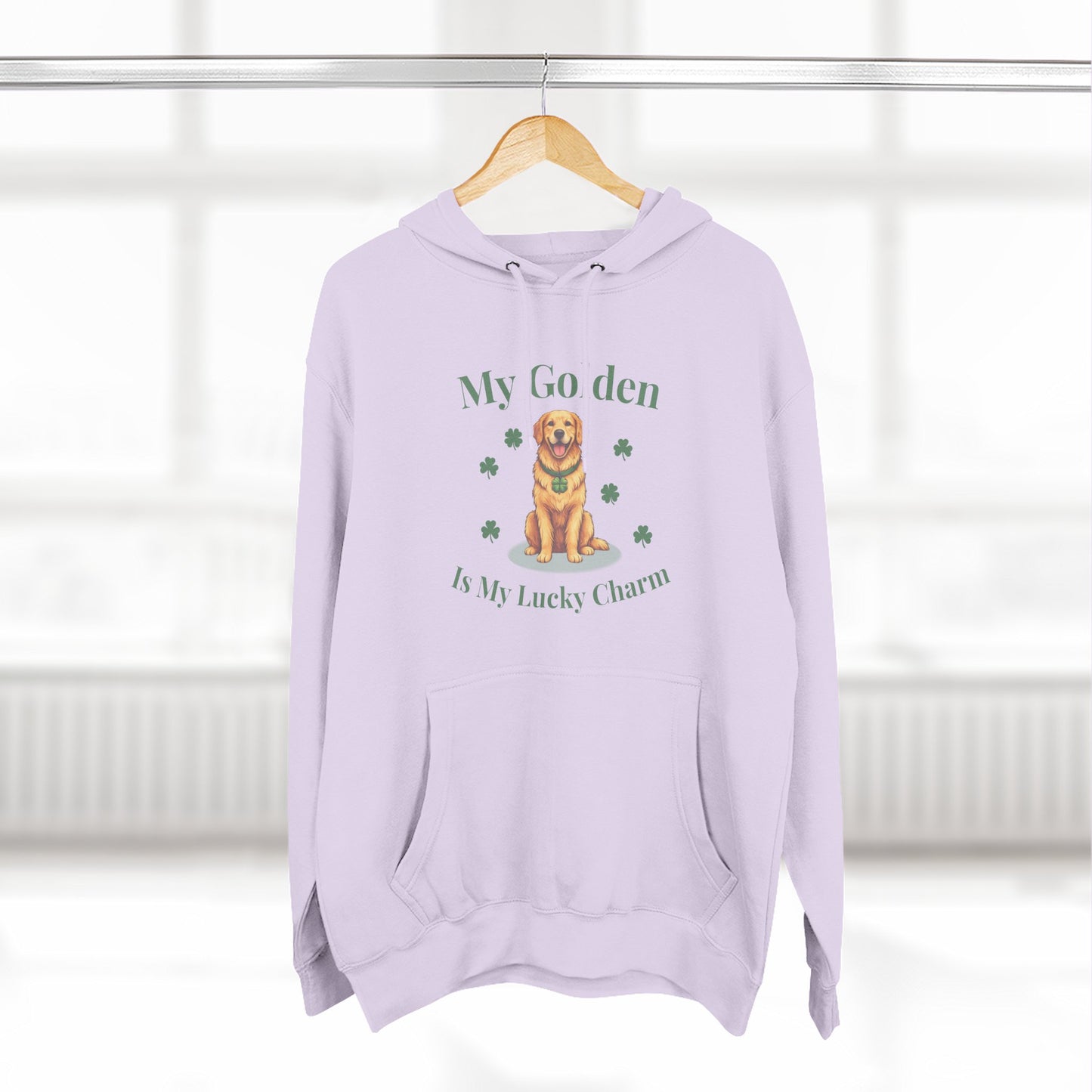 Hoodie — “My Golden Is My Lucky Charm” St. Patrick’s Day Golden Retriever Sweatshirt