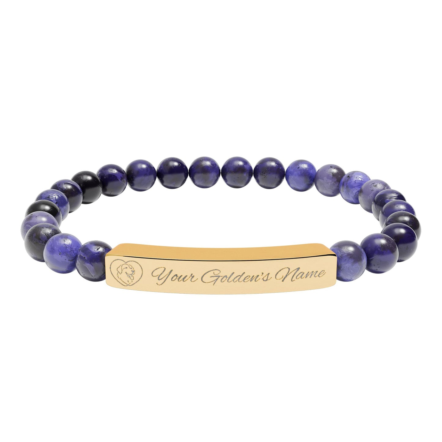 Custom Name Engraved | Stone Stretch Bracelet