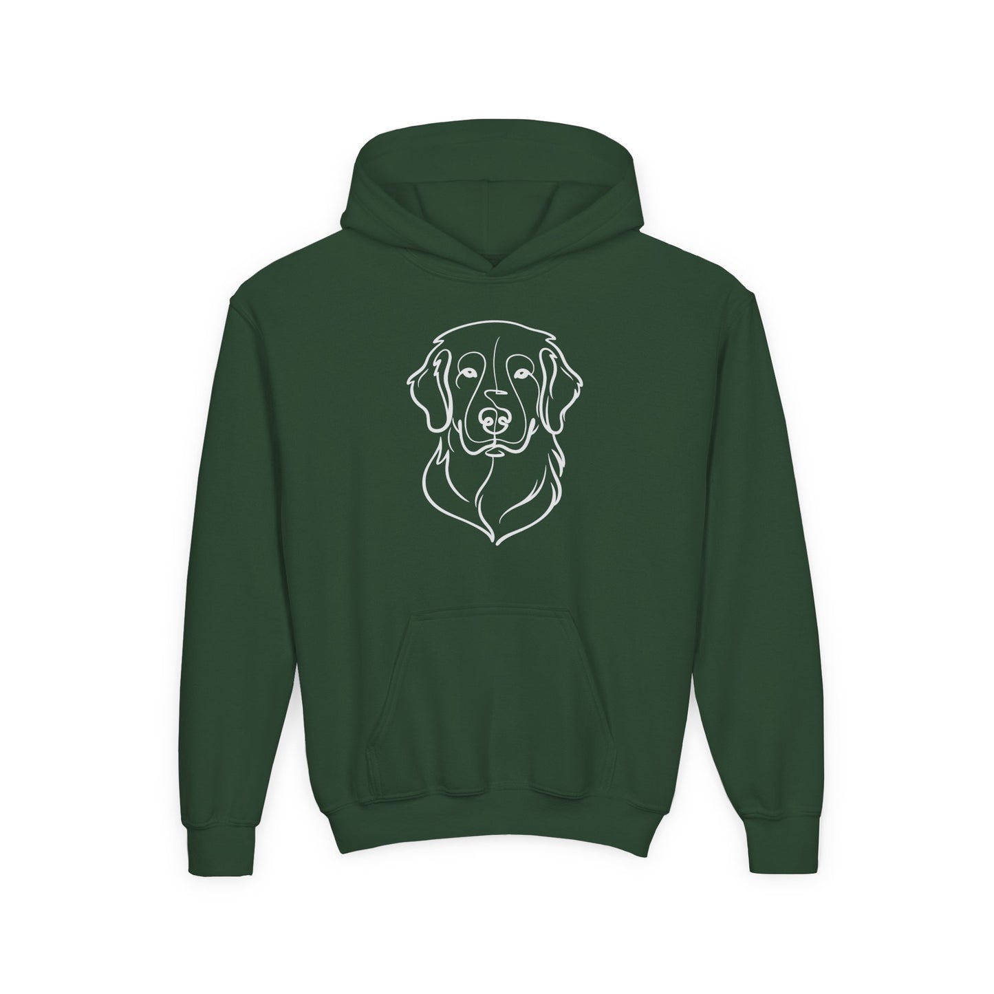 Youth Golden Retriever Line Art Hoodie | Minimal Dog Portrait Sweatshirt