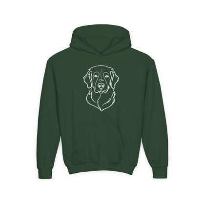 Youth Golden Retriever Line Art Hoodie | Minimal Dog Portrait Sweatshirt