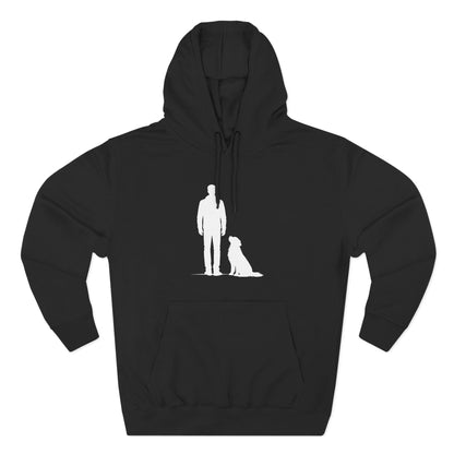 Man and Golden Retriever Silhouette Hoodie | Minimalist Dog Bond Pullover Sweatshirt