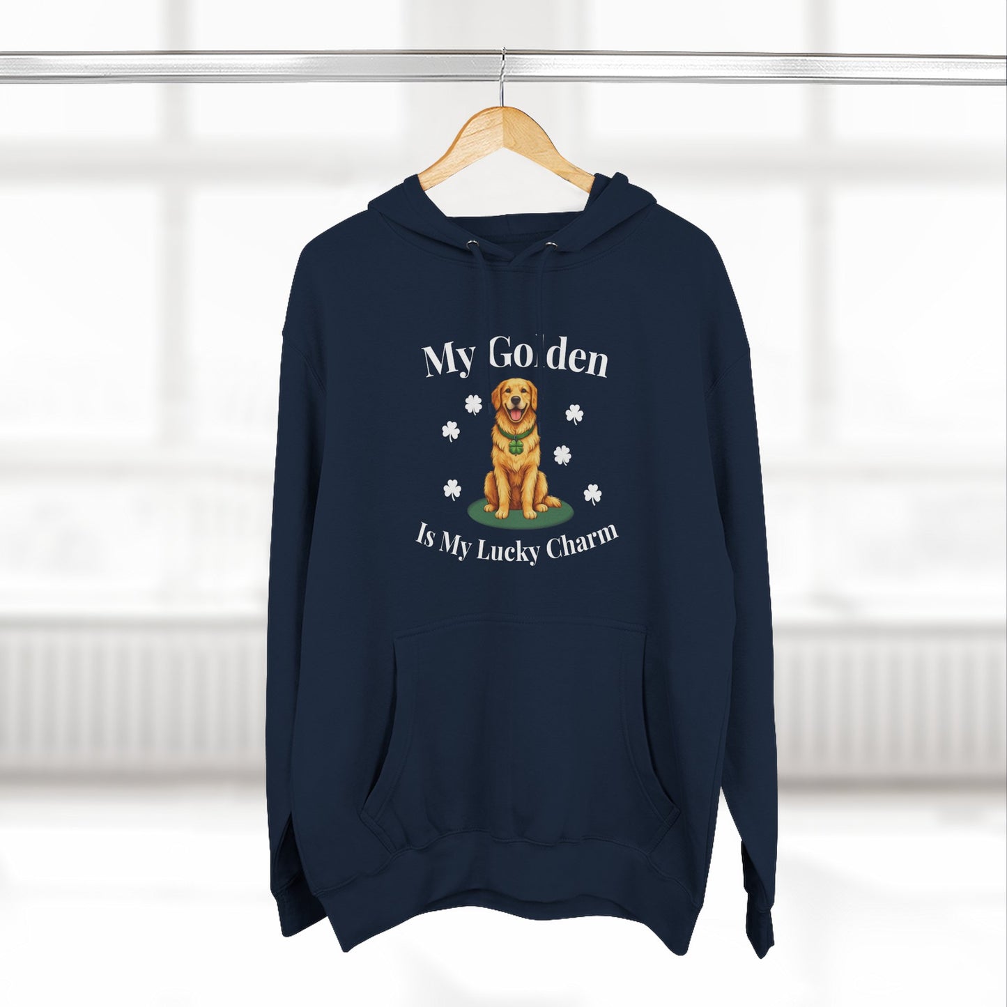 Hoodie — “My Golden Is My Lucky Charm” St. Patrick’s Day Golden Retriever Sweatshirt