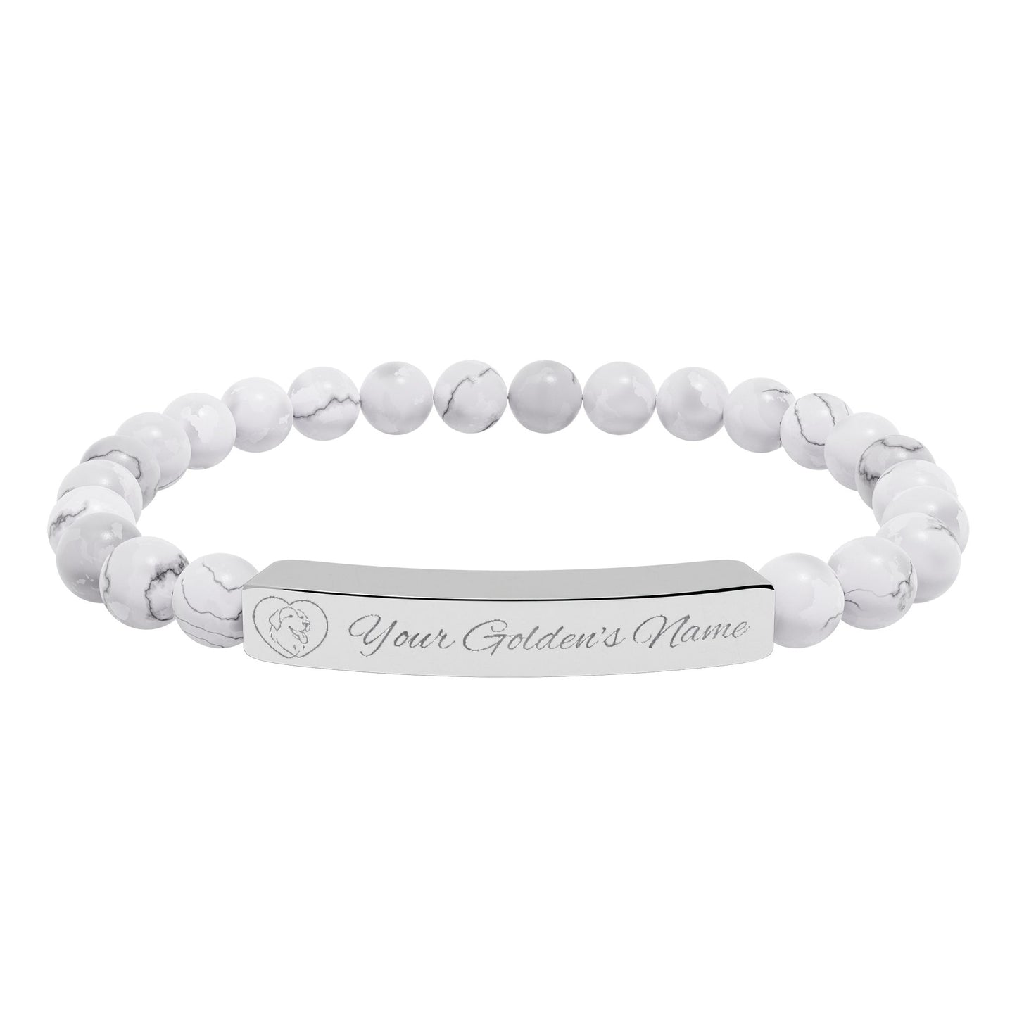 Custom Name Engraved | Stone Stretch Bracelet